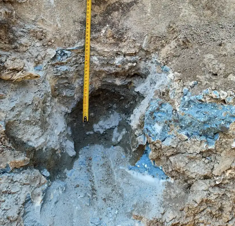 Reconnaissance d'une fondation mesurée en fouille lors d'investigations géotechniques